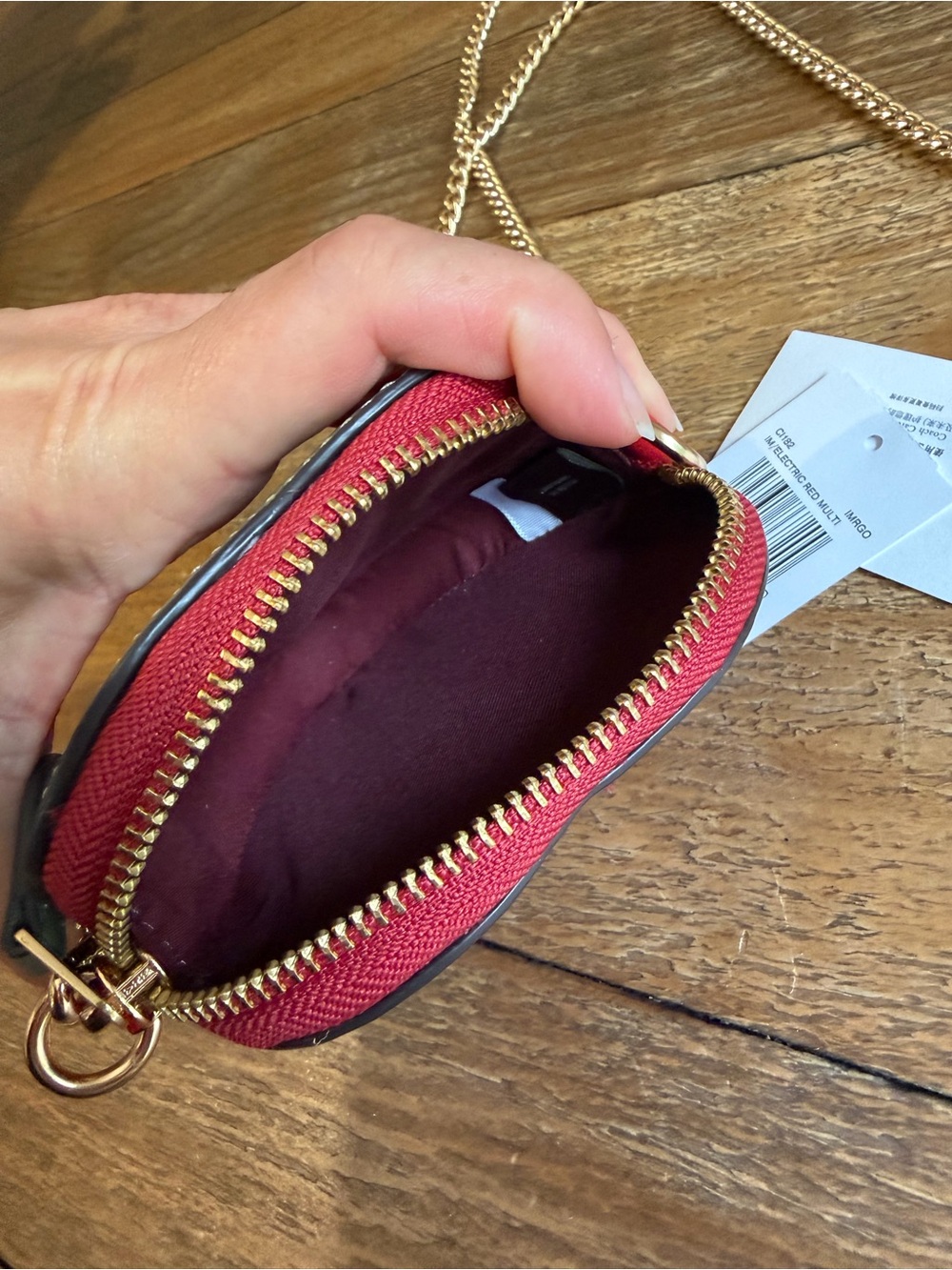 Coach Red Strawberry Mini Crossbody with Gold Chain - Picture 4 of 4